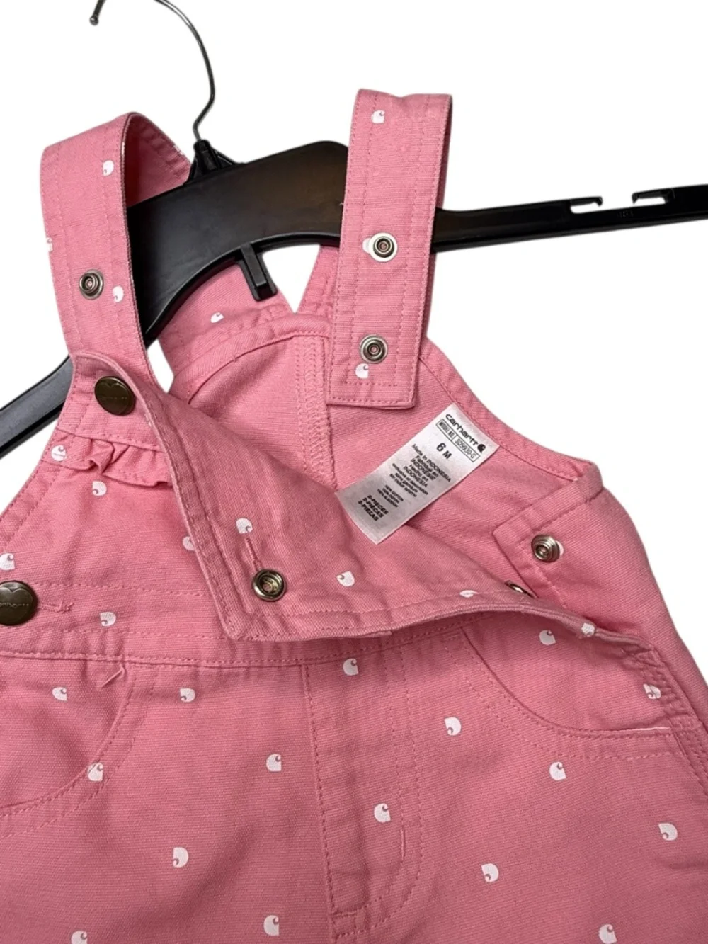 Carhartt Rose Pink White Polka Dots Ruffle Pocket Shortails